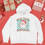 Personalised Colourful Cute Hoodie with Santa Claus Retro Christmas Design for Adult or Kid Christmas Gift