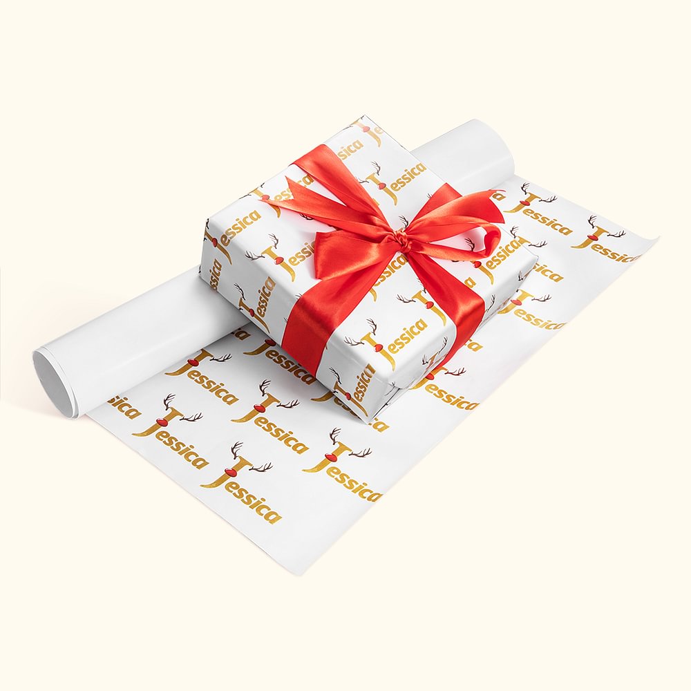 Carta da regalo natalizia personalizzata con il nome della renna dal naso rosso con stampa su un solo lato, regalo di Natale carino per la famiglia e