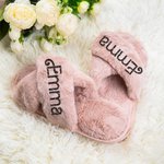 Personalized Girly Fashion Doll Style Fluffy Slippers with Glitter Name Bachelorette Party Birthday Christmas Gift for Bridesmaid Women