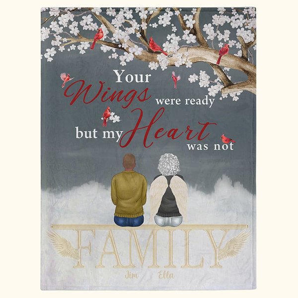 Coperta personalizzata Your Wings Were Ready But My Heart Was Not Soft Blanket Regalo commemorativo di Natale per la famiglia