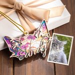 Personalized Dog Cat Ears Suncatcher Line Drawing Wooden Ornament Christmas Housewarming Memorial Gift for Pet Lover