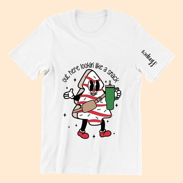 Personalizada Out Here Lookin Like A Snack Camiseta Árbol de Navidad Pastel Sudadera Sudadera Fiesta Divertido Disfraz de Navidad Regalo para la Famil