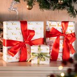 Personalisierte Weihnachten rote Nase Rentier Geschenkpapier mit Namen einseitige Druck niedlich Urlaub Geschenk wickeln Weihnachtsgeschenk für Famili
