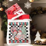 Personalized Cute Cartoon Christmas Retro Plaid Design Tote Bag Christmas Gift for Family or Friend