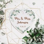 Personalizado Laureles de Amor Colgante de Cerámica en forma de Corazón Adorno de Boda Decoración de Boda Regalo de Navidad para Recién Casados Pareja