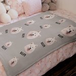 Personalized Cute Pet Paw Print Photo Dot Blanket with Name Gift for Cat Dog Pet