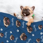 Personalized Cute Pet Paw Print Photo Dot Blanket with Name Gift for Cat Dog Pet