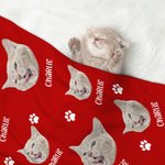 Personalized Cute Pet Paw Print Photo Dot Blanket with Name Gift for Cat Dog Pet