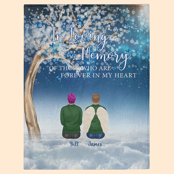 Personalizzato In Loving Memory Of Those Who Are Forever In My Heart Blanket Memorial Sympathy Gift per la famiglia