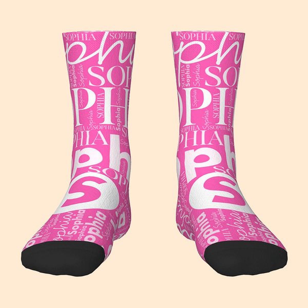 Colorful Children Socks with Name Embroidered