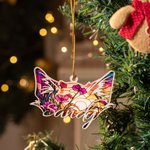 Personalized Dog Cat Ears Suncatcher Line Drawing Wooden Ornament Christmas Housewarming Memorial Gift for Pet Lover