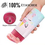 Bouteille d'Eau Licorne Fantaisie avec Nom Personnalisé Cadeau pour Enfants