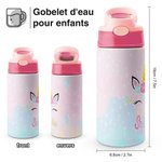 Bouteille d'Eau Licorne Fantaisie avec Nom Personnalisé Cadeau pour Enfants