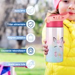 Bouteille d'Eau Licorne Fantaisie avec Nom Personnalisé Cadeau pour Enfants