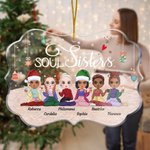 Gepersonaliseerd Soul Sisters Kerstthemafeest Onregelmatige vorm Acryl Ornament Verjaardagscadeau voor Bestie