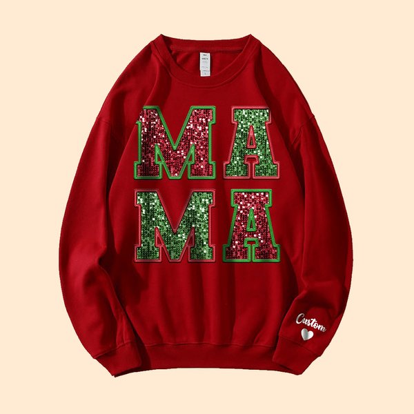 Personalisierte Mama Sweatshirt Hoodie T-shirt mit Kindernamen Weihnachten Muttertag Geburtstag Geschenk für Frau