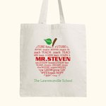 Borsa di tela per insegnanti personalizzata con motivo a mela e nome e testo Regalo di Natale di apprezzamento per l'insegnante