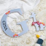 Alphabet Personnalisé avec Nom et Initiale Panneau de Lettre en Bois Décoration Maison Cadeau Baby Shower Noël pour Bébé Enfant