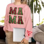Sweatshirt T-shirt Personnalisé avec 1-6 Noms Enfants sur Manche Vêtement avec MAMA en Paillettes Cadeau Anniversaire Noël pour Maman Grand-Mère
