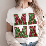 Sweatshirt T-shirt Personnalisé avec 1-6 Noms Enfants sur Manche Vêtement avec MAMA en Paillettes Cadeau Anniversaire Noël pour Maman Grand-Mère