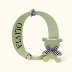 Alphabet Personnalisé avec Nom et Initiale Panneau de Lettre en Bois Décoration Maison Cadeau Baby Shower Noël pour Bébé Enfant