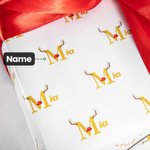 Personalisierte Weihnachten rote Nase Rentier Geschenkpapier mit Namen einseitige Druck niedlich Urlaub Geschenk wickeln Weihnachtsgeschenk für Famili
