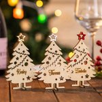 Personalisierte 3D Stand hölzerne Weihnachtsbaum Tabelle Platz Namen für Weihnachten Abendessen Familie Versammlung Baum hängenden Geschenk für Famili