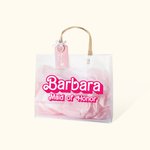 Personalized Hot Pink Retro Dolly Font Tote Bag with Tissue Paper and Text Wedding Party Gift Bachelorette Party Gift for Her