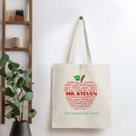 Borsa di tela per insegnanti personalizzata con motivo a mela e nome e testo Regalo di Natale di apprezzamento per l'insegnante