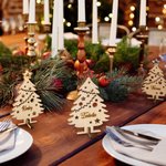 Personalisierte 3D Stand hölzerne Weihnachtsbaum Tabelle Platz Namen für Weihnachten Abendessen Familie Versammlung Baum hängenden Geschenk für Famili