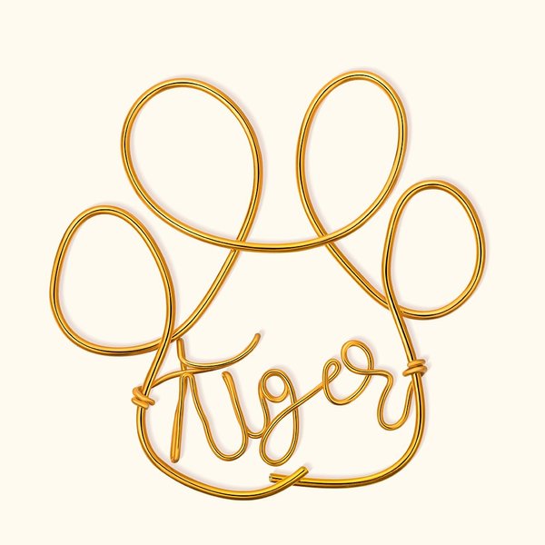 Personalised Pet Paw Print Wire Words Handmade Wall Art Decoration Pet Memorial Sign Christmas Birthday Gift for Pet Lover