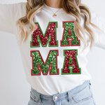 Sweatshirt T-shirt Personnalisé avec 1-6 Noms Enfants sur Manche Vêtement avec MAMA en Paillettes Cadeau Anniversaire Noël pour Maman Grand-Mère