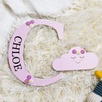 Alphabet Personnalisé avec Nom et Initiale Panneau de Lettre en Bois Décoration Maison Cadeau Baby Shower Noël pour Bébé Enfant