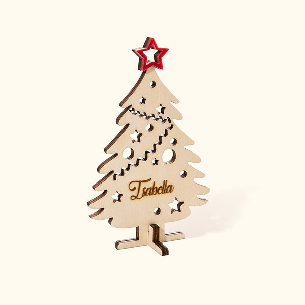 Personalisierte 3D Stand hölzerne Weihnachtsbaum Tabelle Platz Namen für Weihnachten Abendessen Familie Versammlung Baum hängenden Geschenk für Famili