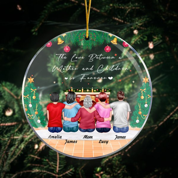 Ornamento acrílico personalizado El amor entre una madre y sus hijos es para siempre Decoración navideña Regalo para niños Familia