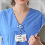 Porte-Badge Pailleté en Acrylique Personnalisé avec Nom et Titre de Poste Cadeau Anniversaire Rentrée Scolaire pour Infirmier Médecin Enseignant