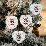 Sombrero de Navidad personalizado Antler Elementos de cerámica colgante ornamento con la letra y el nombre del árbol de Navidad Decoración Feliz Año N