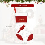 Calza di Natale personalizzata con il nome dell'uccello cardinale e fiocchi di neve Decorazione per l'albero di Natale Auguri per l'inverno Regalo per