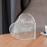 Personalized Engraved Friends Heart Acrylic Plaque Friendship Home Decor Christmas Birthday Gift for Friends Sisters