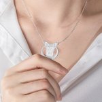 Personalised Handmade Sterling Silver Dog Face Necklace with Engraved Name Birthday Christmas Memorial Gift for Dog Lovers