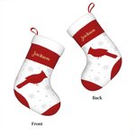 Calza di Natale personalizzata con il nome dell'uccello cardinale e fiocchi di neve Decorazione per l'albero di Natale Auguri per l'inverno Regalo per
