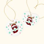 Sombrero de Navidad personalizado Antler Elementos de cerámica colgante ornamento con la letra y el nombre del árbol de Navidad Decoración Feliz Año N