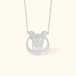 Personalised Handmade Sterling Silver Dog Face Necklace with Engraved Name Birthday Christmas Memorial Gift for Dog Lovers