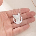 Personalised Handmade Sterling Silver Dog Face Necklace with Engraved Name Birthday Christmas Memorial Gift for Dog Lovers