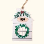 Ornamento in legno personalizzato della casa di Natale con nome, indirizzo e numero civico Decorazione per la casa con cordino Regalo di Natale per la