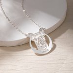 Personalised Handmade Sterling Silver Dog Face Necklace with Engraved Name Birthday Christmas Memorial Gift for Dog Lovers