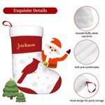 Calza di Natale personalizzata con il nome dell'uccello cardinale e fiocchi di neve Decorazione per l'albero di Natale Auguri per l'inverno Regalo per