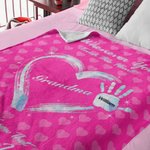 Couverture en Flanelle Personnalisée avec 1-13 Noms Empreintes de Mains Cadeau Familial Anniversaire Fête des Mères