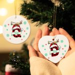 Sombrero de Navidad personalizado Antler Elementos de cerámica colgante ornamento con la letra y el nombre del árbol de Navidad Decoración Feliz Año N