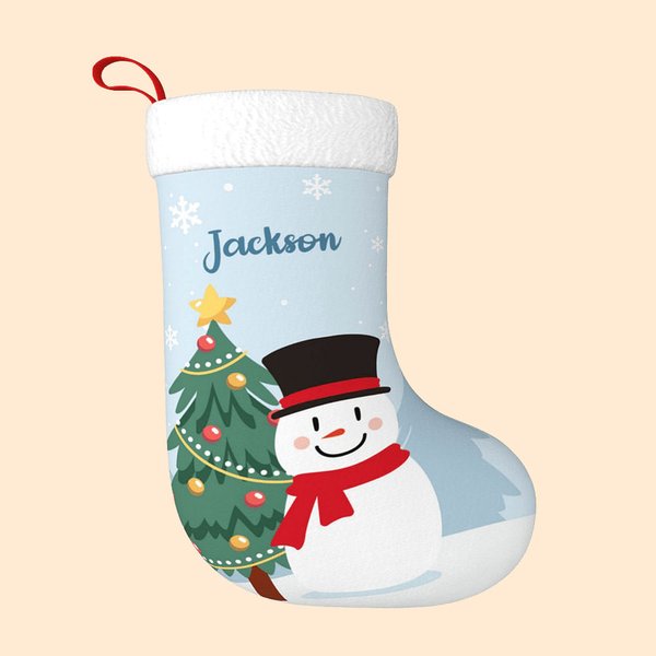 Personalizado lindo calcetín de Navidad con Santa muñeco de nieve elfo alce oso polar pingüino y el nombre del árbol de Navidad decoración de regalo p